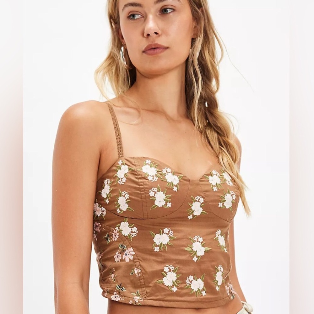 Free People Floral Bustier Crop Top S NwT